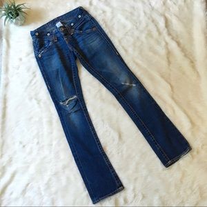 True Religion Blue Distressed Skinny Jeans